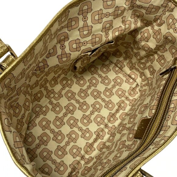 Auth GUCCI GG 137396 Beige Gold Pink Jacquard Leather - Tote Bag - Picture 11 of 14